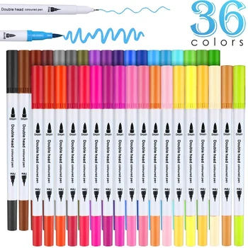 

36 Colors Double-headed Watercolor Pen Soft Brush Head Marker Pen Set Gel Pen Brush Markers Promotion Pen Drawing Pen for Kids