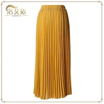 

WEPBEL Women Skirt Muslim Fashion 5-Color High-Waisted Pleated Skirts Chiffon Pleated Ramadan Islamic