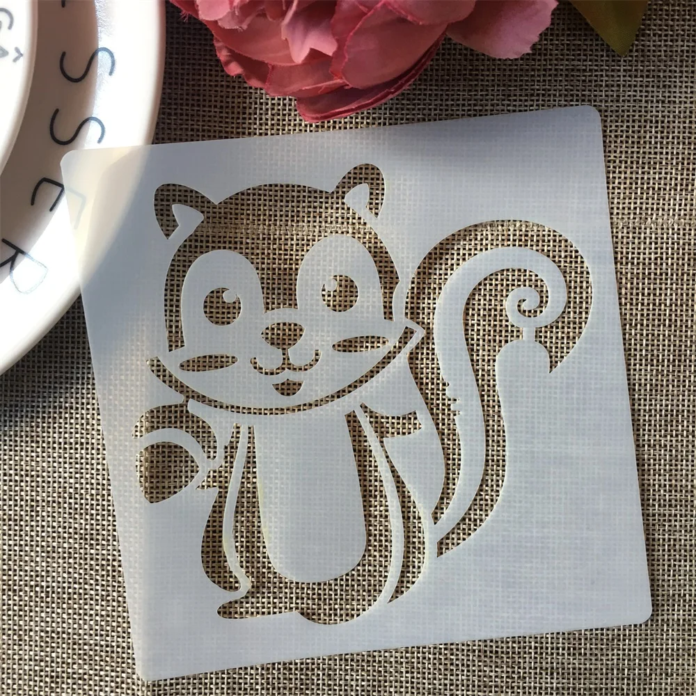

1Pcs 5*5" Zoo Animals Squirrel Raccoon DIY Layering Stencils Painting Scrapbook Coloring Embossing Album Decorative Template