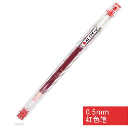6 шт пилот гелевая ручка BLLH-20C5/C4/C3 HI-TEC-C очень тонкой гель Сталь Шариковая ручка для студентов финансовый офиса экзамен черная ручка 0,4/5/3 мм - Цвет: red 0.5