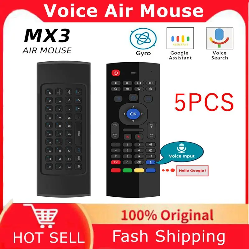 MX3 Air Mouse Smart Voice Remote Control 2.4G RF Wireless Keyboard For X96 mini KM9 A95X H96 MAX Android TV Box |
