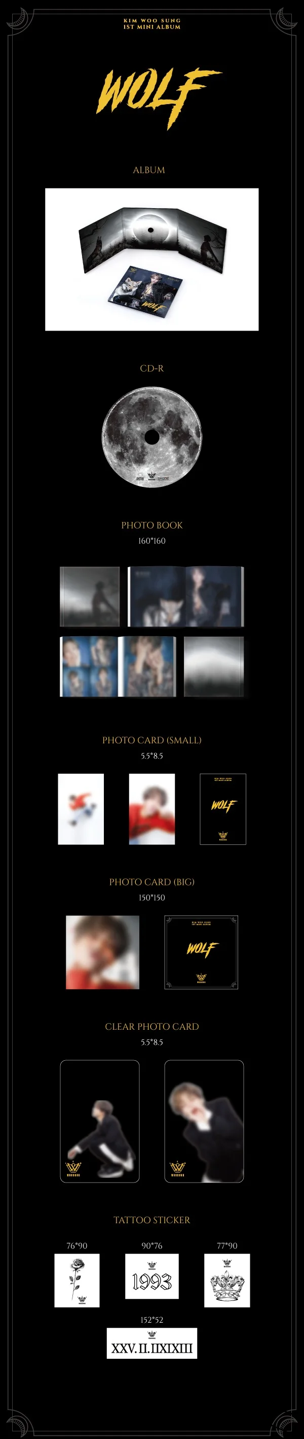 [MYKPOP]~ Официальный~ The Rose-Sammy(Ким у сон): MINI#1 WOLF CD, KPOP Fans Коллекция-SA19082601