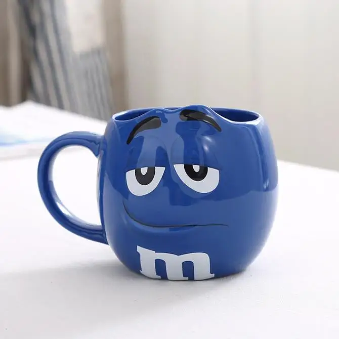 Черный M& M кофейные кружки керамические чайные чашки и кружки большой емкости марка милый боб Экспрессия Мультфильм Креативный - Цвет: Черный