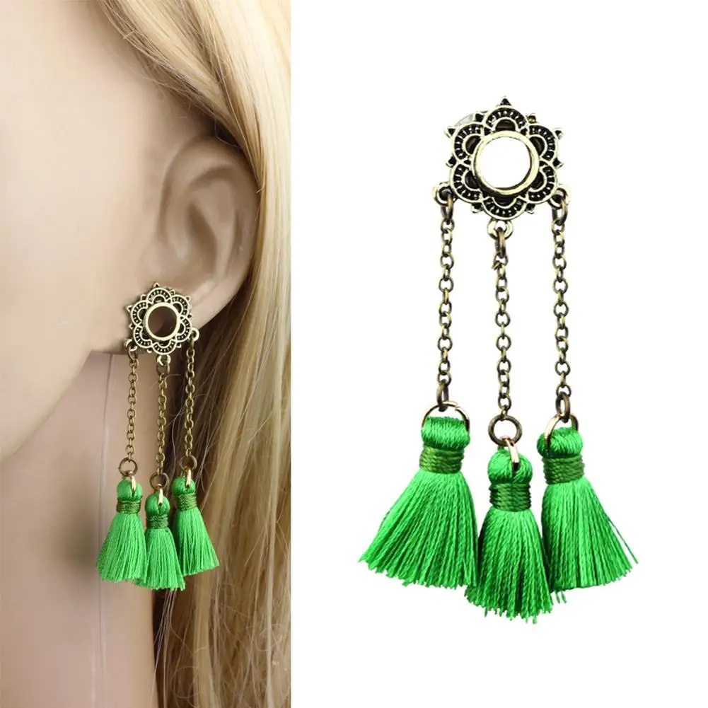 

1Pc Women Tassel Stainless Steel Ear Plug Stretcher Expander Piercing Jewelry Ear Taper Plug Stretcher Expander