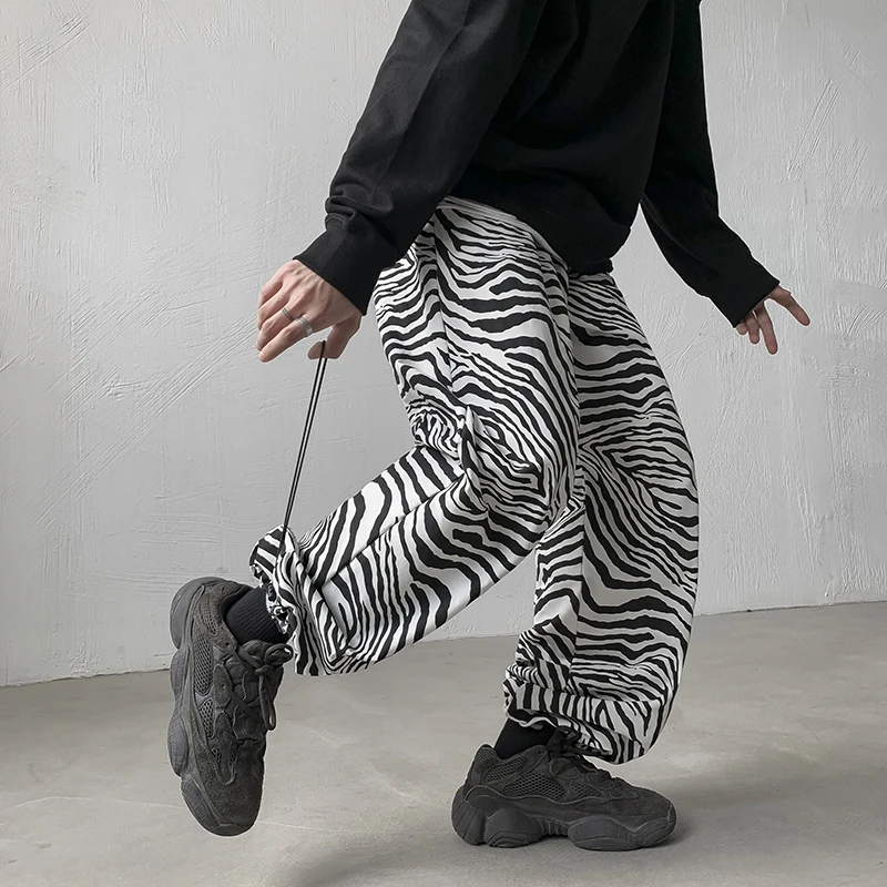

Men Hip Hop Zebra Cargo Pants Joggers Sweatpants Overalls Men Punk Japanese Harajuku Streetwear Harem Pants Punk Trousers
