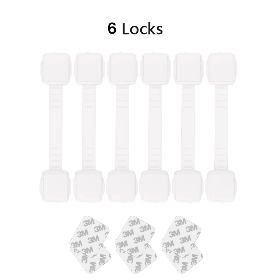 White 6 Locks Регулируемый замок для защиты от детей, Детский замок для безопасности шкафа, ящика, двери, Многофункциональный замок для безопасности холодильника, детский замок - Цвет: White 6 Locks