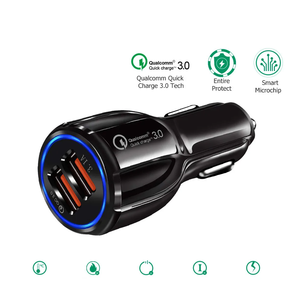Автомобильное зарядное устройство с двумя usb-портами 3,0, быстрая зарядка для Toyota Corolla Avensis Yaris CHR для KIA Rio K3 K5 KX5 Focus Cruze Golf Polo, 3.1A