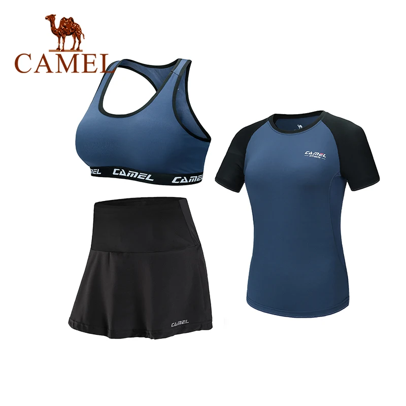 CAMEL, спортивные костюмы, спортивный костюм, 5 шт., для женщин, зимние, для бега, быстросохнущие, с длинным рукавом, для фитнеса, тенниса, юбки, леггинсы, для тренировок - Цвет: 104 Blue 3pcs