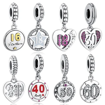 

Authentic 925 Sterling Silver Charm 30 Year Of Heart Pendant Bead Fit Original Pandora Charm Bracelet DIY Jewelry Christmas Gift
