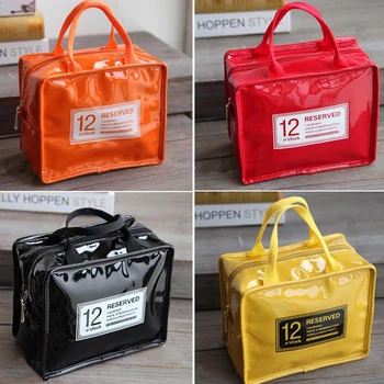

Insulated Thermal Food Storage bag 1Pcs Portable Lunch Bag Hand-held Waterproof PU Leather/Aluminum Film for Women Kids Men