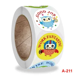 500 Pieces / Roll of Kids Reward Stickers for Kids Well Done Excelent Sticker Classroom Teacher Cute Face Decoration UU Gift