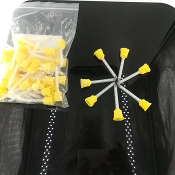 

100PCS 1:1 Dental Materials Dentist yellow Silicone Rubber Gun yellow Mixing tip 4.2 mm Disposable Silicone Rubber Mixing Head