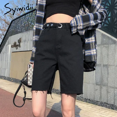 Syiiwidii Bermuda Jean Shorts Women Summer Denim Short Blue Casual High  Waist Shorts Streetwear Fashion 2021 Black Jeans - Shorts - AliExpress