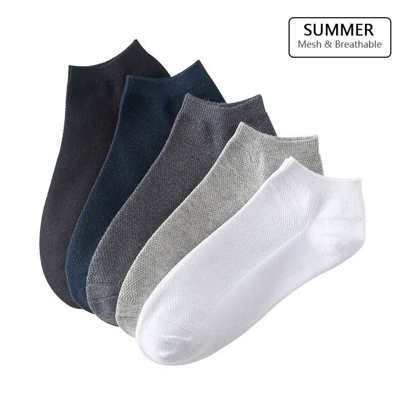 

New 5Pairs/lot Mens Socks Cotton Mesh Short Ankle Socks High Quality Summer Business Breathable Male Sock Meias Man Sox
