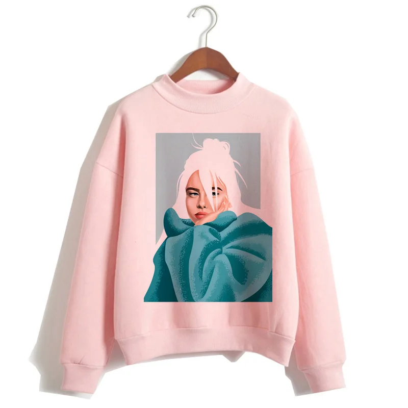 P1848G-pink Billie Eilish негабаритных худи для женщин Harajuku корейский хип хоп стиль Kawaii 90s Толстовка Женский капюшон Черная пятница Рождество - Цвет: P1848G-pink