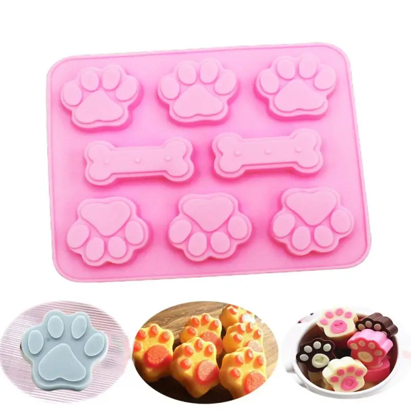 NEW puppy Creative Dog Bone Footprint Cake Mold 2-in-1 Silicone Baking Food Grade Material Mould Tool | Дом и сад