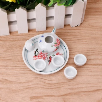 

Miniature Ornaments Ceramic Teapot Tea Cups Set Simulation Dining Tableware