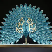 Новая китайская современная металлическая Медная скульптура павлина абстрактная статуя животного Геометрическая фигурка птицы фэн-шуй украшение дома