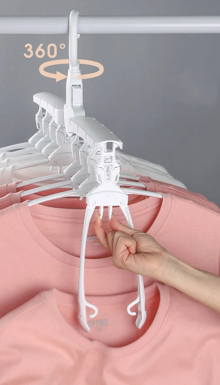 Rotate Anti-Skid Folding Hanger Plastic Drying Rack Magic Clothes Hangers Space Savers Organizer Multi Functional Adult White (9)