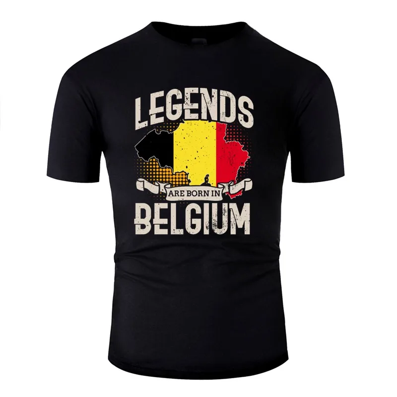 Дизайнерская забавная футболка Belgium Legends Born Pride Черная Мужская из 100% хлопка
