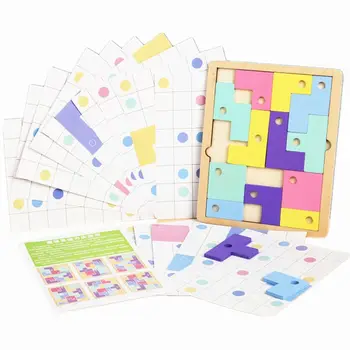 

Warm Color Tetris Match Game Blocks Jigsaw Toy Table Game for Kids Child Learning Toy