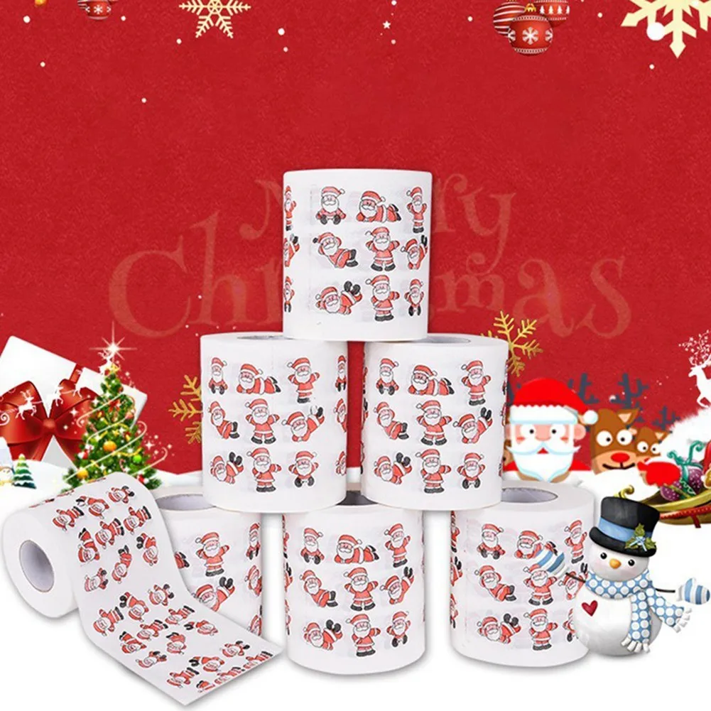 10*10*10cm Christmas Pattern Series Roll Paper Prints Funny Toilet Supplie Xmas Decor 2022 New Year | Дом и сад