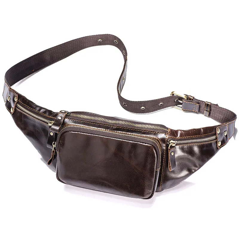 

Men Genuine Leather Belt Bag Male Real Leather Waist Bags Large Hip Travel Waist Packs Large Fanny Pack for Men Phone Pouch Bag