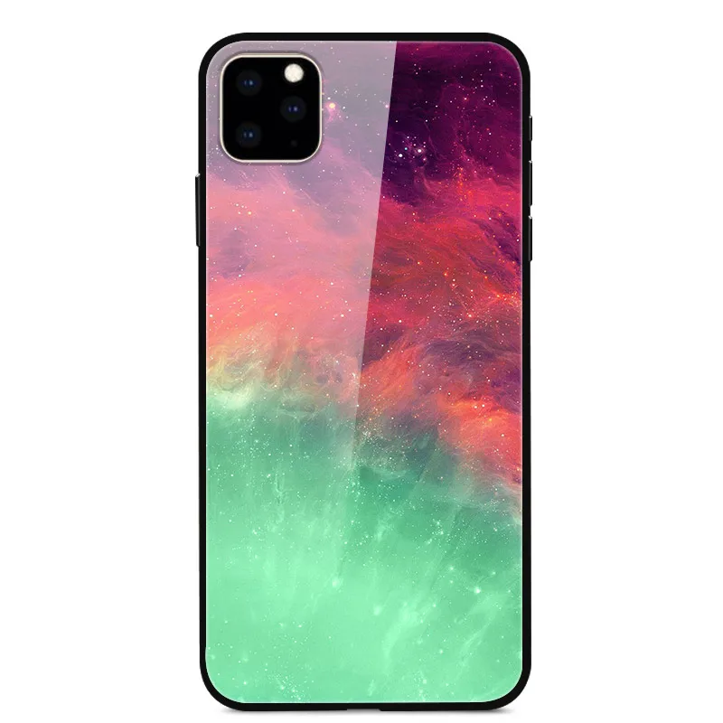 06 Закаленное стекло чехол для iPhone 11 11Pro максимальный Чехол Мягкий бампер задняя крышка для iPhone 11 Pro Max телефон стеклянная крышка для iPhone11 - Цвет: 06