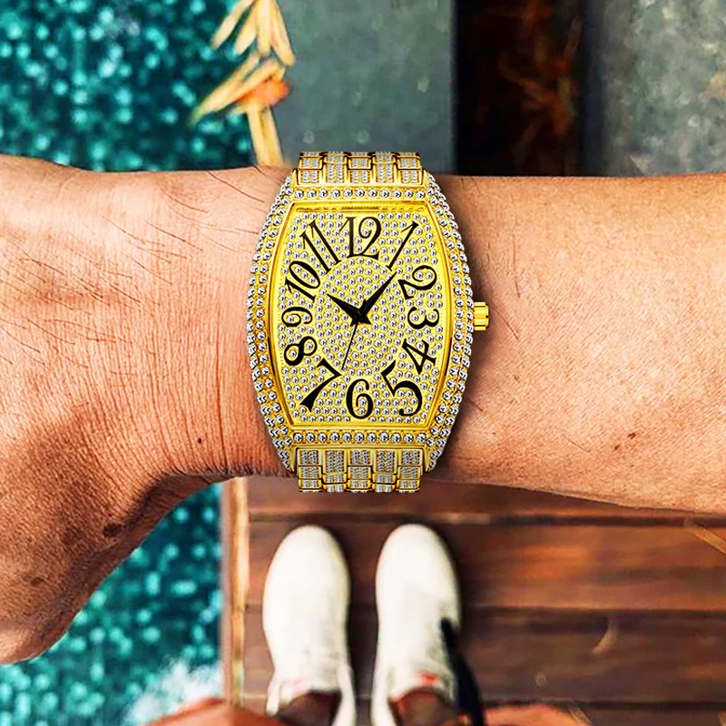 

Arabic Numbers Luxury Brand Franck Same Design Watch Muller Stainless Steel Tonneau Quartz Watches Men's Clock for Male Gift