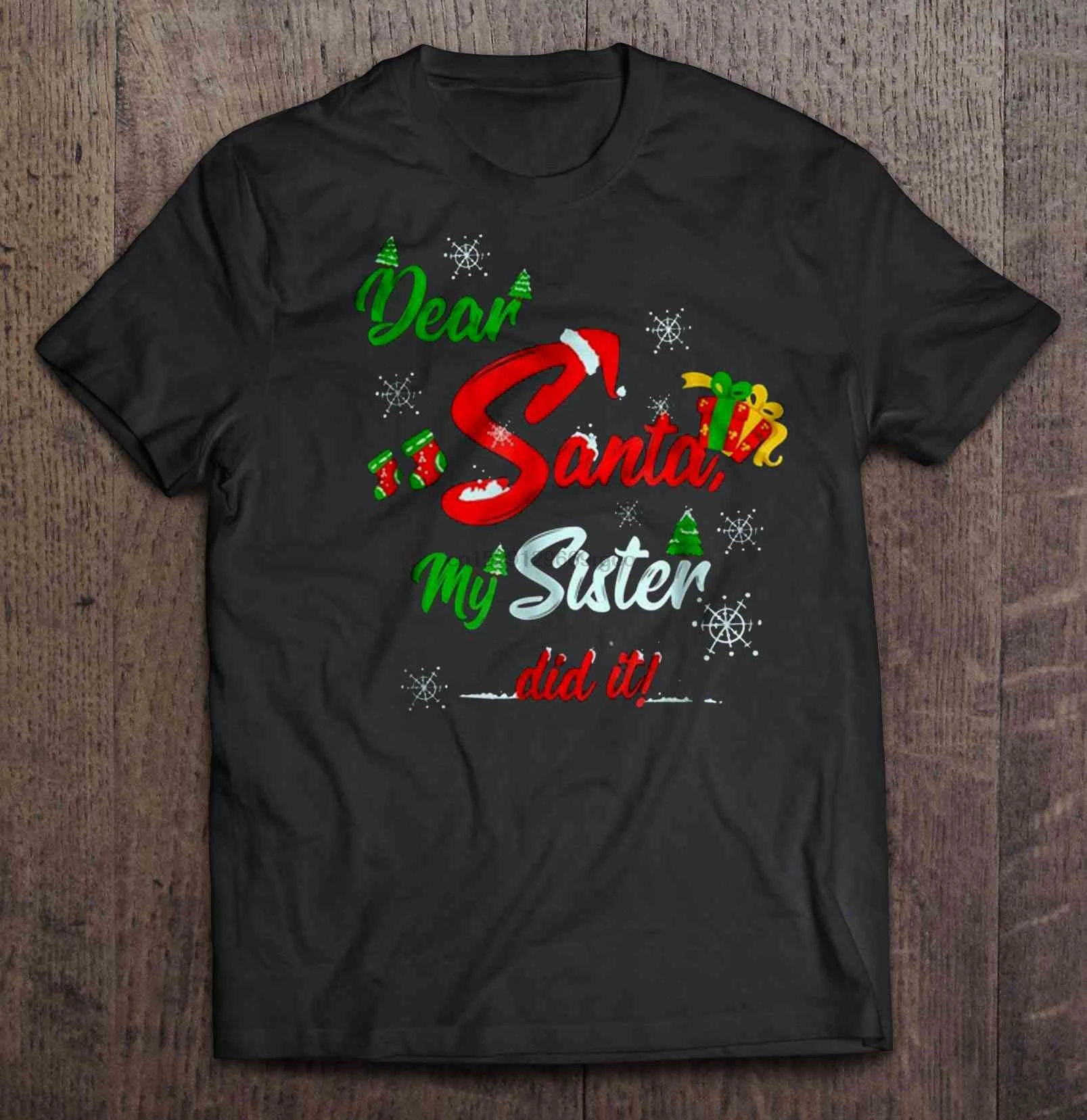 Мужская футболка Dear Santa My Sister Did It шапка Санты Рождественский свитер со снежинками