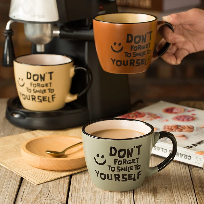

Creative Ceramic Mug Coffee cup Large Capacity Household Breakfast Mugs Milk Cereal Cup Large Handle Cute Porcelain Tea Cups