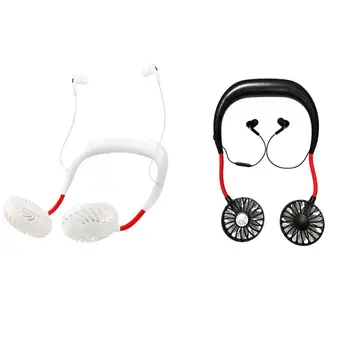

Personal Mini Neck Double Fans Portable Usb Rechargeable Neckband Sport Fan Lazy Neck Hanging Bluetooth Headset Fans