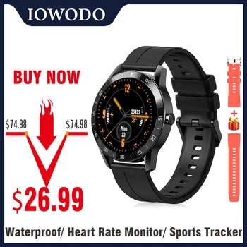 

IOWODO Smart Watch Heart Rate Monitor Call Reminder Multi-Language 5ATM Waterproof Fitness Tracker Watch For Android iOS Phones