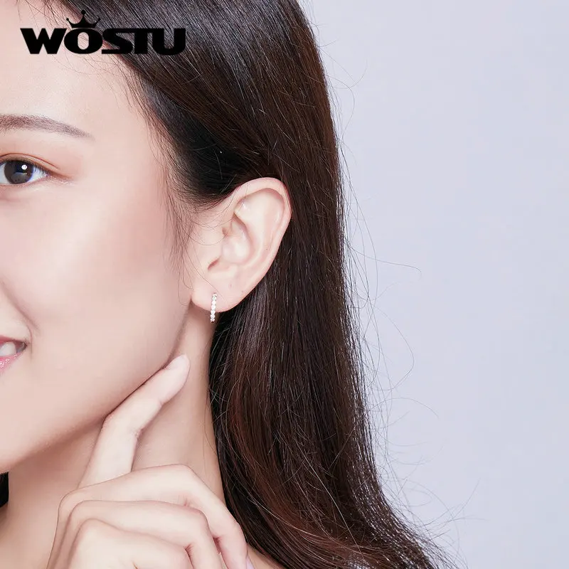 WOSTU, новинка, Genniue, 925 пробы, Серебряная роза, золотая, сделай сам, серьги с цирконием, серьги для женщин, изготовление ювелирных изделий, DXE351-C