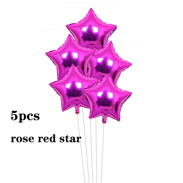 5 шт./лот 18 дюймов Радуга розовое золото в форме сердца, звезды из алюминиевой фольги Воздушные шары на день рождения, свадьбу, девичьи вечерние украшения - Цвет: rose red  stars