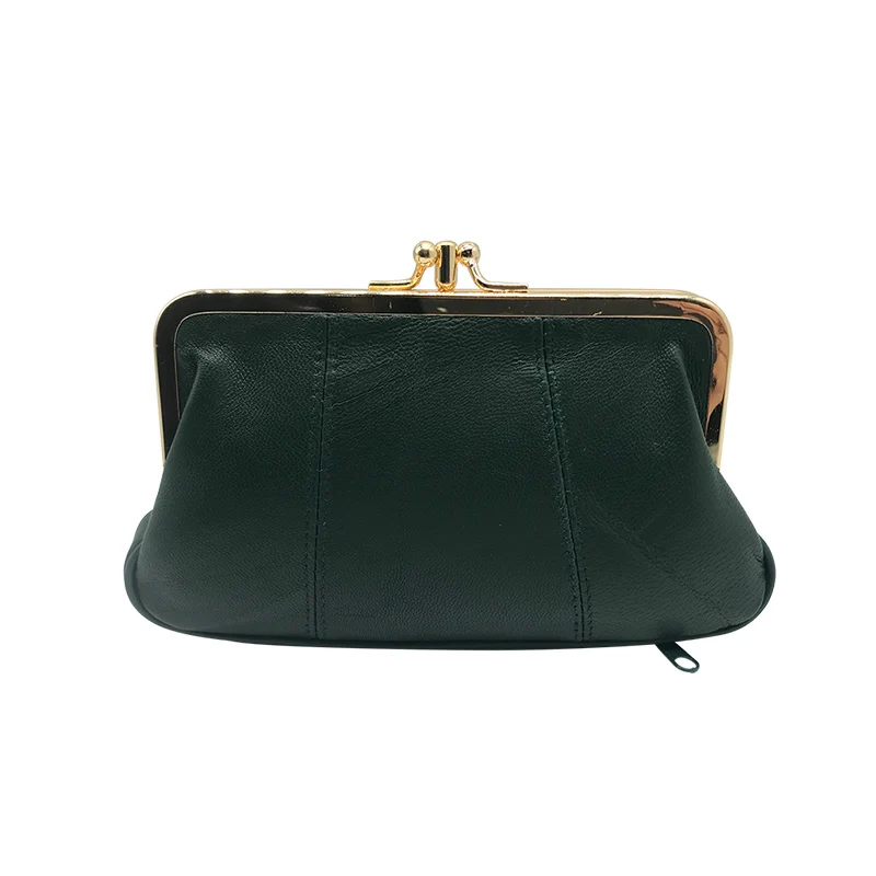 015dark green BELLO TUTTI, Новое Стильное портмоне для монет, натуральная кожа, держатель для карт, кошелек, металлическая рамка, кошелек для девочек, маленький мешок для монет - Цвет: 015dark green