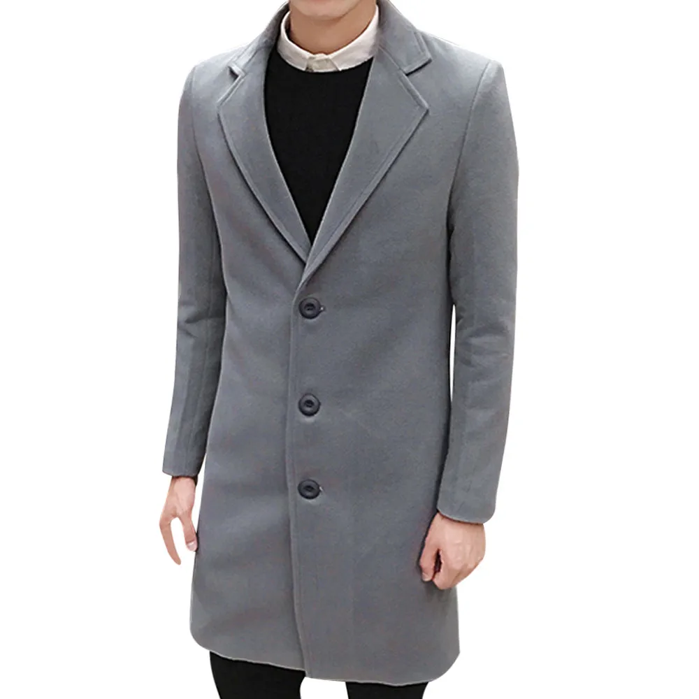 Новинка года, весенне-осеннее мужское Формальное однобортное пальто, длинное шерстяное пальто, плюс верхняя одежда, ветровка, пальто