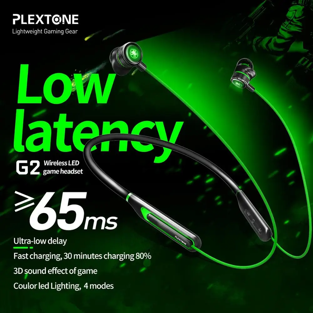 Новая беспроводная bluetooth гарнитура PLEXTONE G2 с низкой задержкой на шее микрофоном