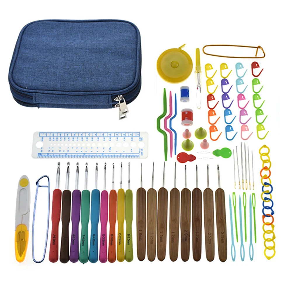 83 pcs/set cute New Crochet Hook Set With Yarn Knitting Needles Sewing  Tools Set Knit Gauge Scissors Stitch Hook For Knitting - AliExpress