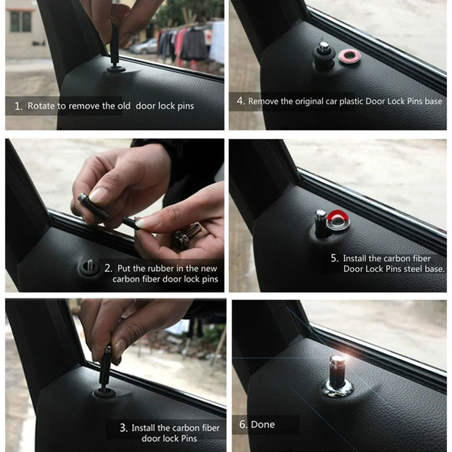Carbon Fiber Car Door Lock Knob Pin For Fiat Logo Aegea Doblo Panda Palio Tipo 500c Punto Stilo Bravo Auto Interior Accessories 6