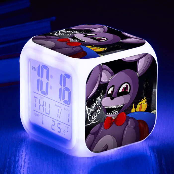 4 Five Nights At Freddy's 7 цветов светодиодный Будильник FNAF Bonnie Foxy Freddy Fazbear часы с дизайном «Медведь» ночные световые часы игрушки - Цвет: 4