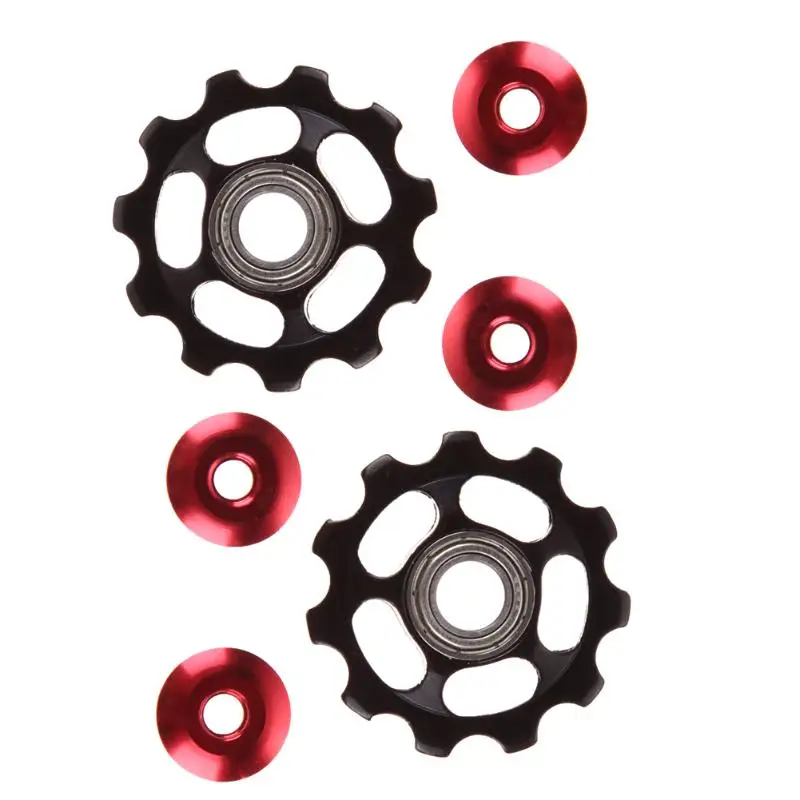 Black 2pcs 11T велосипед алюминиевый сплав подшипник Jockey колеса Задний переключатель Шкивы - Цвет: Black