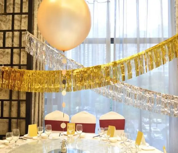 Gold Foil Fringe Curtain Tinsel String Shiny Shimmer Tassel Wedding Decoration Photo Booth Backdrop 35*120cm 50pcs