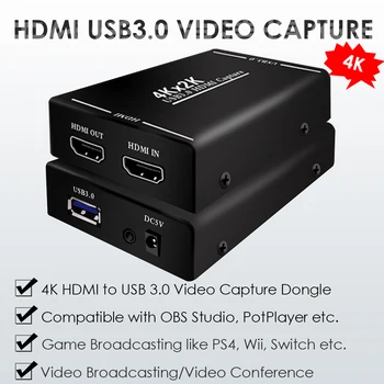 

4K 2K HDMI to USB 3.0 Video Capture Dongle Camcorder Video Broadcasting PS4 Wii Switch Game Live Broadcasting Game