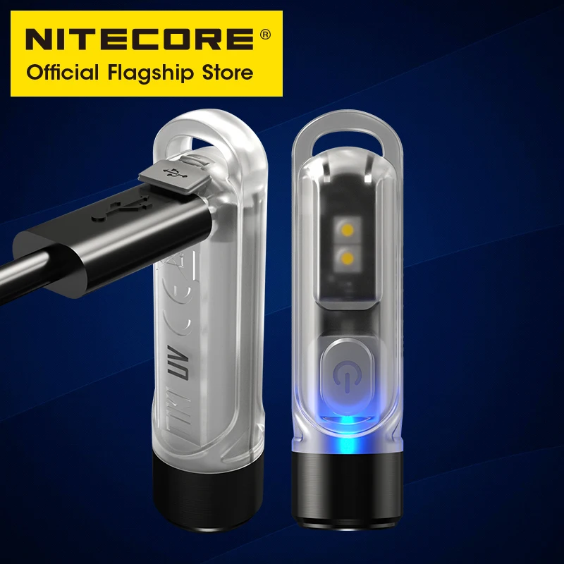 NITECORE TIKI UV Mini Keychain Light EDC 1000mw UV Light White Warning Flashing USB Rechargeable LED Flashlight With Battery