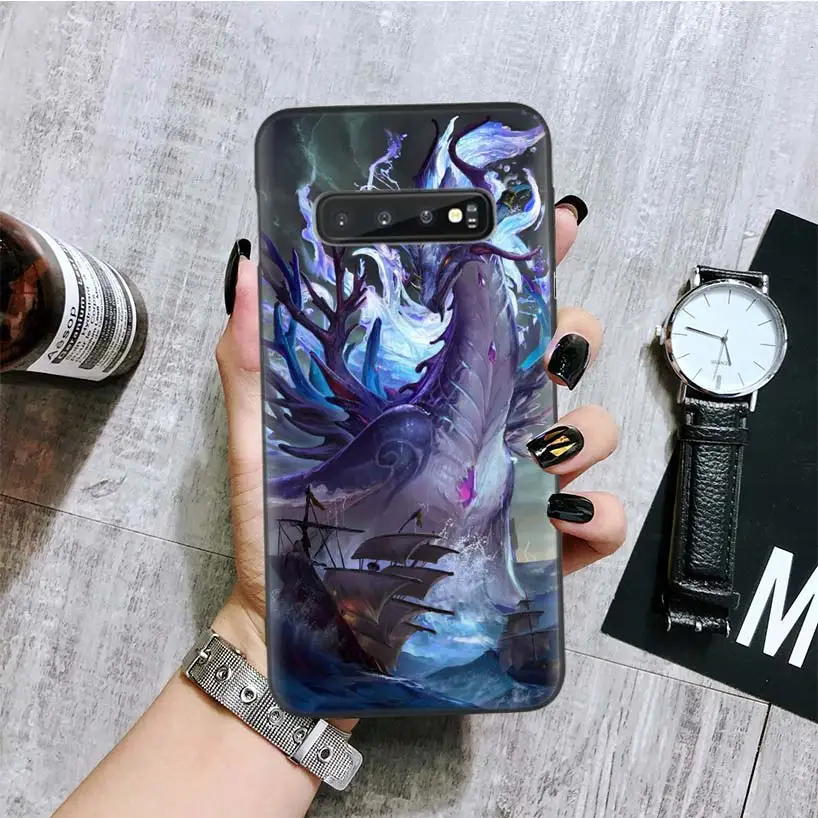 Черный чехол с рисунком дракона для телефона samsung Galaxy S10 + Plus Lite Note 10 9 8 S9 S8 J4 J6 + Plus S7 S6 Edge Capa