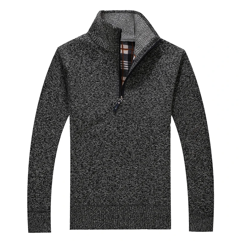 Dark Gray New Autumn Men's Sweater Fleece Cotton Turtleneck Sweatshirt High Quality Sweater Men Slim Fit Brand Knitted Pullovers;YA524 - Цвет: Dark Gray