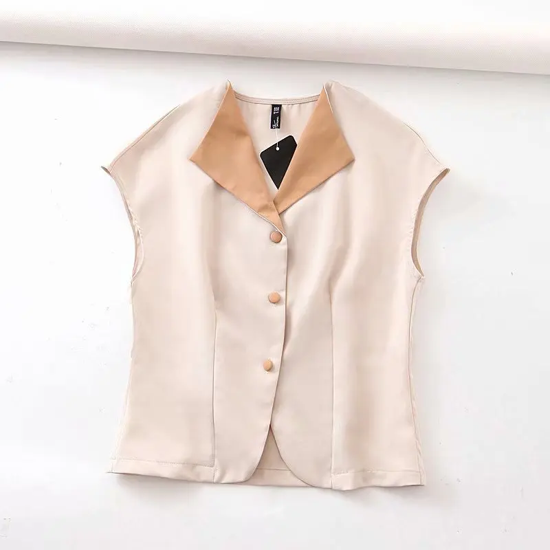 

XQ8-42-9256 European and American fashion suit collar collision color jacket