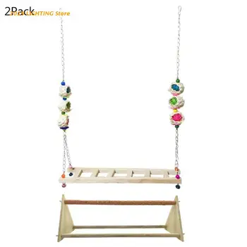 

2 Pack Wood Chicken Perch Stand Bird Swing Toys Trainning Perch for Hens Parrots