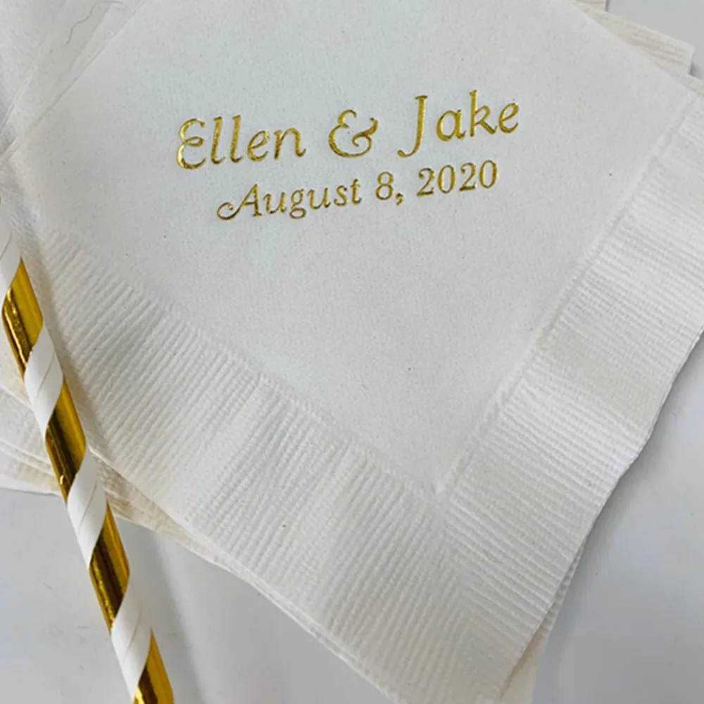 50 PERSONALIZED BEVERAGE cocktail NAPKINS 